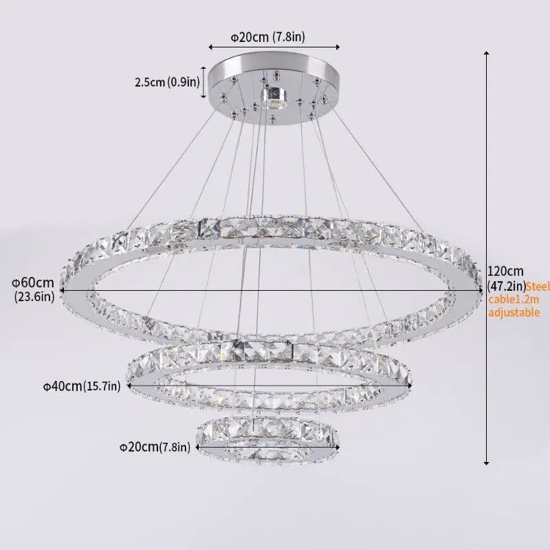 Crystal LED Ring Pendant Chandelier for Modern Living Dining Room Décor