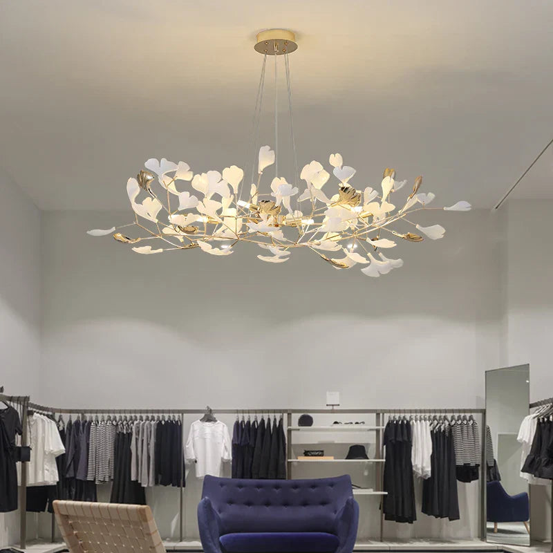 Ginkgo Leaf Decor Chandelier - Nordic Fine Flower Art Light for Living Room