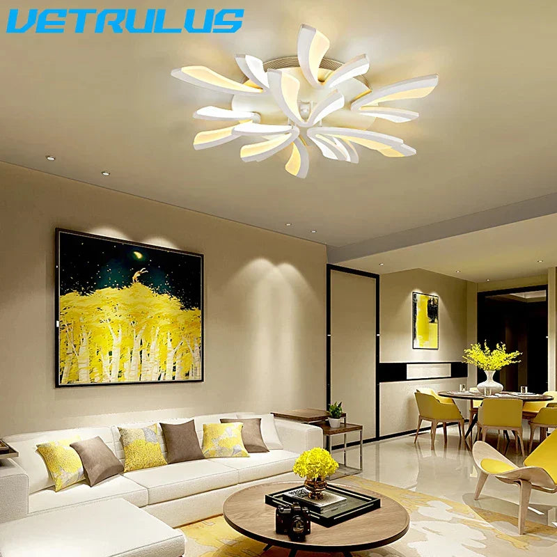 Branch Design LED Chandelier: Modern Nordic Acrylic Ceiling Light for Stylish Living Room Décor