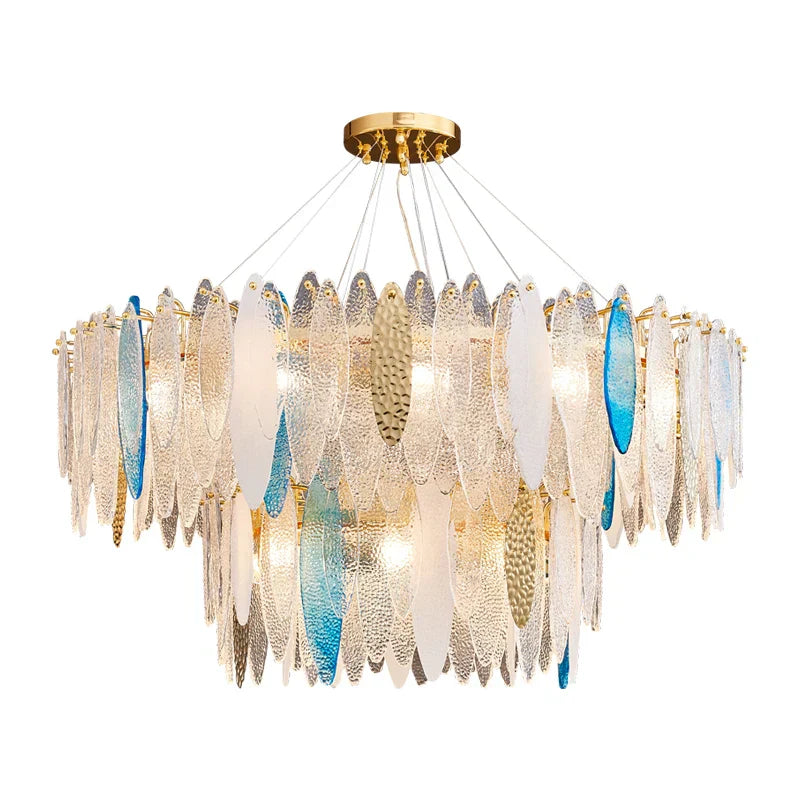 Art Deco Glass Iron LED Chandelier for Dinning Room
