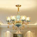Retro Ceramic Chandelier for Living Room Bedroom Villa Duplex Floor