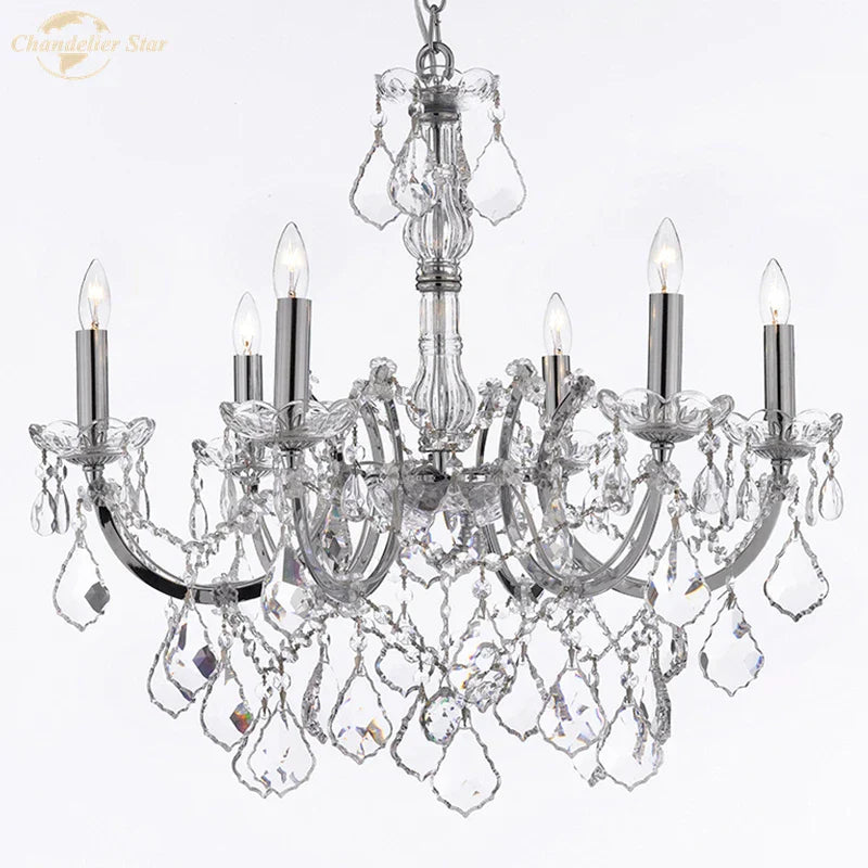 Traditional Crystal Chandelier LED Hanging Lamp Luxe Candle Lustre