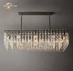 Black Marignan K9 Crystal Rectangular Chandelier for Living Dining Room