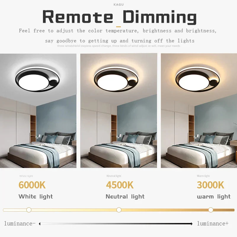 Modern Black LED Ceiling Lamps for Living Room Bedroom Chandelier Fixtures