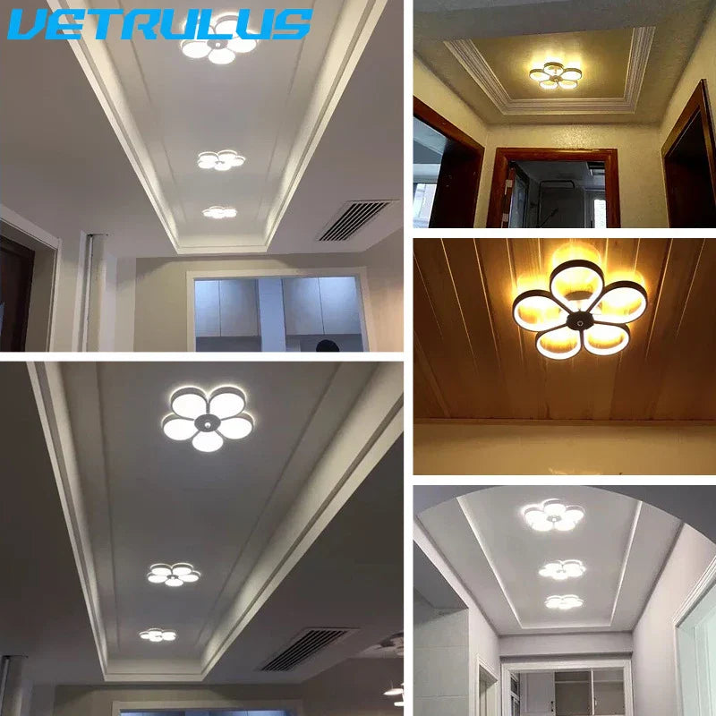 Acrylic Flower Twisted LED Chandelier Ceiling Lamp for Living Room, Hotel Decor