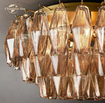 LED Glass Flushmount Ceiling Lamp Modern Round Fixture - Brass Finish