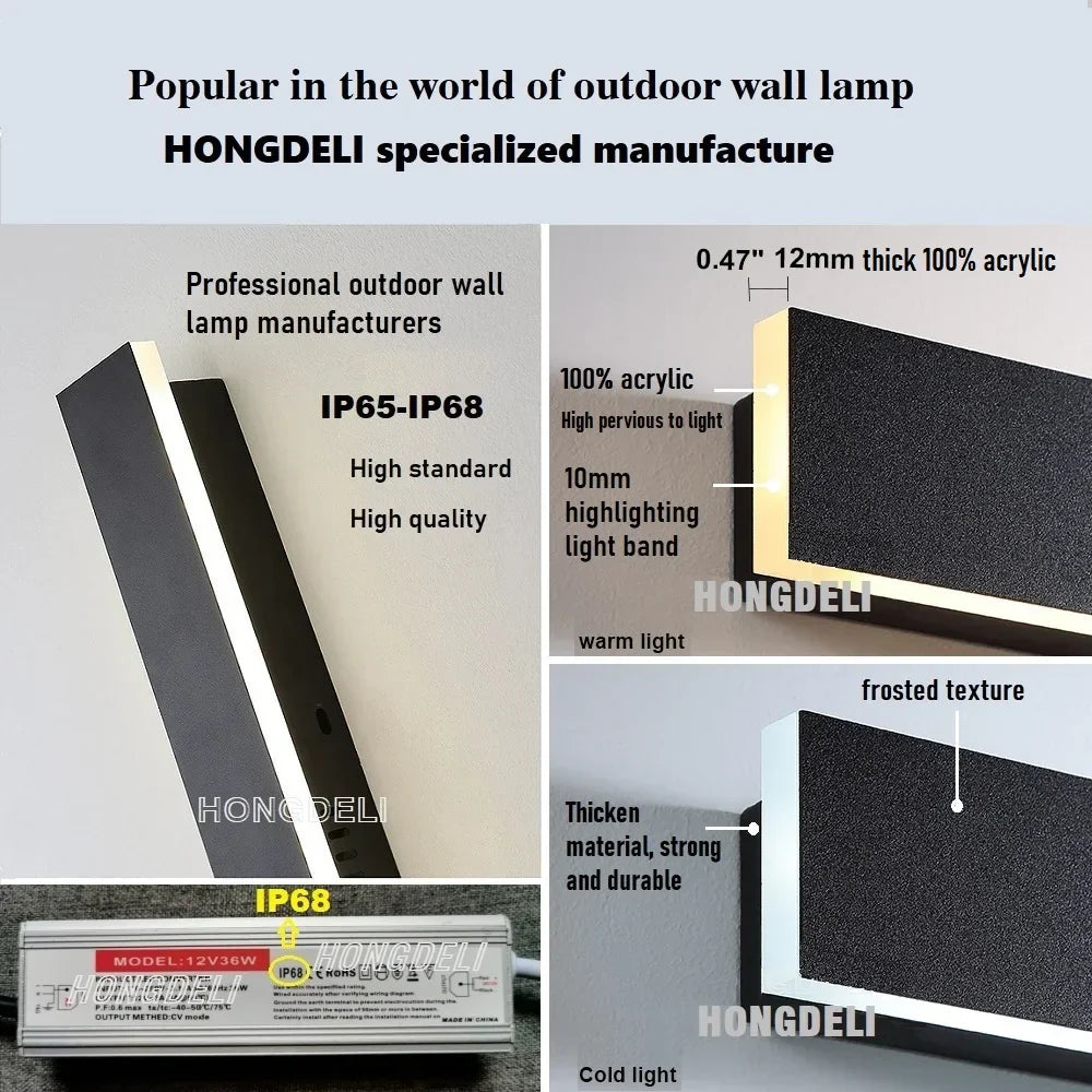 LED Outdoor Wall Light - Waterproof Aluminum Garden Porch Decorative Lighting