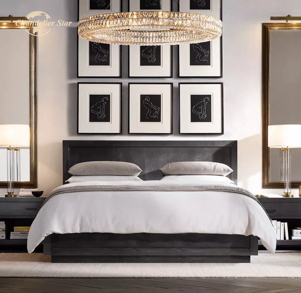 LED Halo Crystal Chandelier for Bedroom Living Dining Room Decor