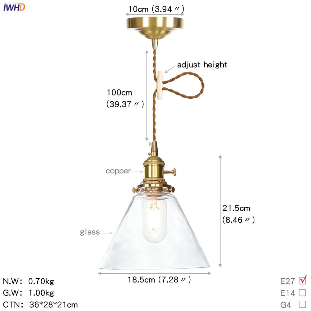 Afralia™ Nordic White Glass Copper Pendant Light with Switch for Home, Bar, and Cafe
