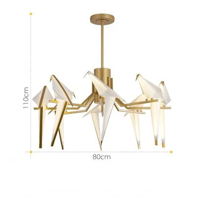 Love Bird Chandelier Lighting - White Gold Designer Lustre for Dining Room