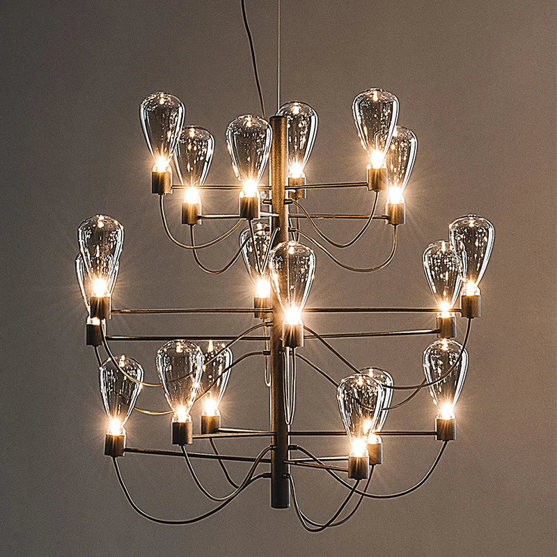 Contemporary Iron Glass Chandelier for Stylish Foyer Lighting