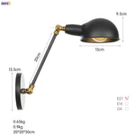 Vintage Industrial Wall Light Swing Arm LED Bedroom Cafe Stair Black