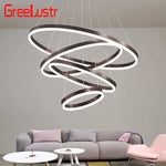 LED Chandelier Rings Pendant Light - Coffee Gold Dimmable Ceiling Lamp