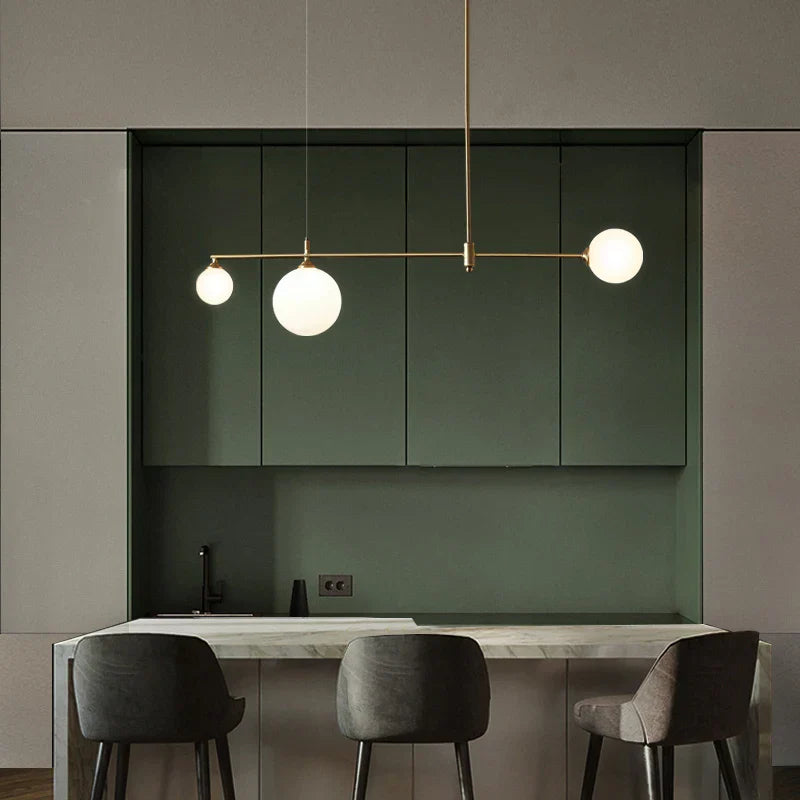 Gold Copper Glass Ball Chandelier Pendant for Dining Room & Kitchen