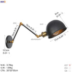 White Swing Arm Wall Light: Adjustable Vintage Industrial Sconce Luminaria