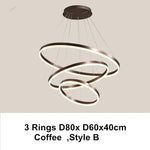 LED Chandelier Rings Pendant Light - Coffee Gold Dimmable Ceiling Lamp