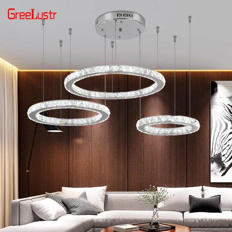 Crystal LED Chandeliers: Modern Pendant Light for Living Room.
