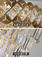 Gold Stainless Steel Crystal Chandelier for Long Villa Staircase Lighting