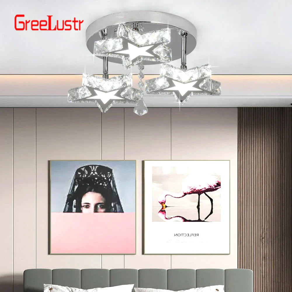 Crystal Stars LED Pendant Chandelier for Modern Living Dining Room Decor