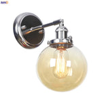 Modern Amber Glass Ball LED Wall Lamp for Home Bedroom Stair Mirror