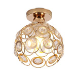 Crystal Flush Mount Chandelier for Hallway Foyer, Modern Hollow Carved Ceiling Light