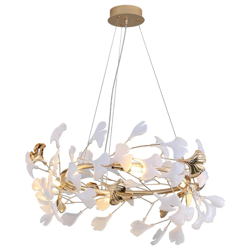 Ginkgo Ceramic Chandelier: Luxury Pendant Lights for Dining & Living Room