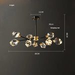 Crystal Copper Black LED Chandelier for Dinning Room