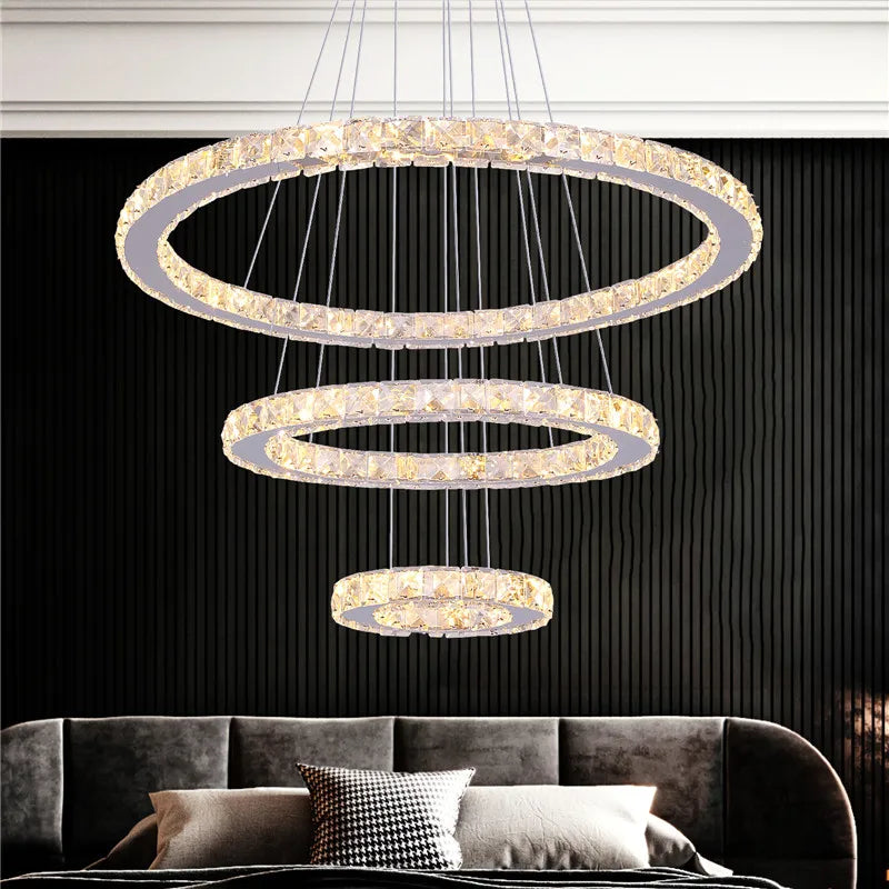 Crystal LED Pendant Chandelier, Modern Nordic Ceiling Lamp for Living and Dining Room