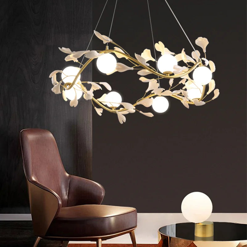 Nordic Glass Ball Chandelier with Petals by - Luxury Interior Lighting
