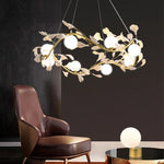 Nordic Glass Ball Chandelier with Petals by - Luxury Interior Lighting