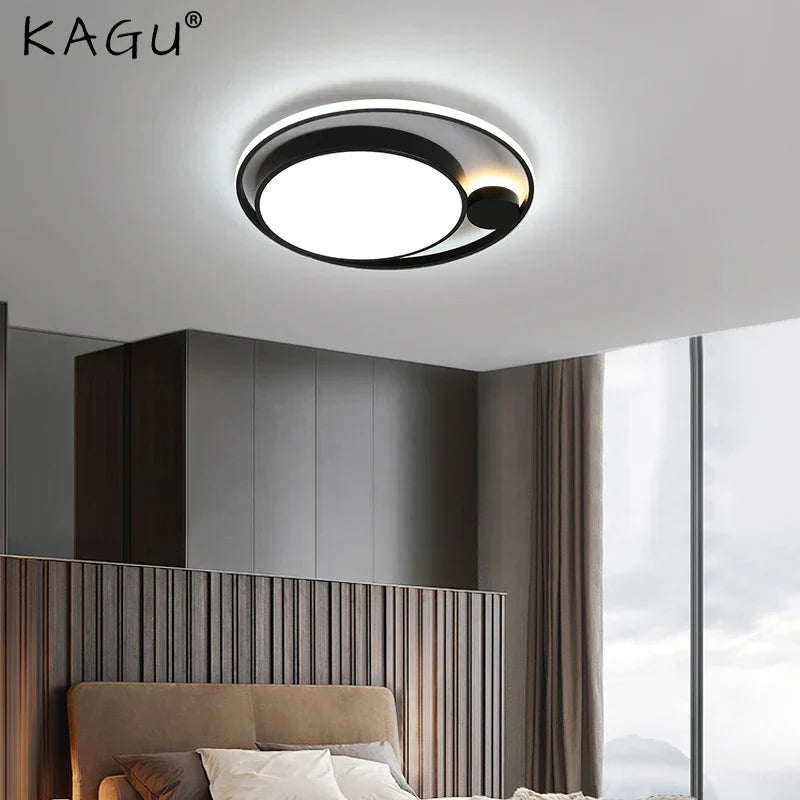 Modern Black LED Ceiling Lamps for Living Room Bedroom Chandelier Fixtures