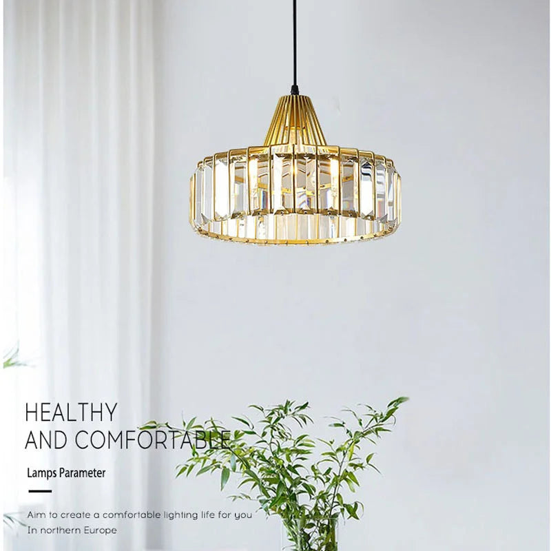 K9 Crystal Pendant Chandelier Modern Living Room Ceiling Lamp LED Hall Decor