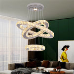 Crystal LED Ring Pendant Chandelier for Modern Living Dining Room Décor