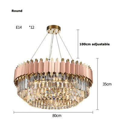E14 LED Crystal Stainless Steel Rose Gold Pendant Lights