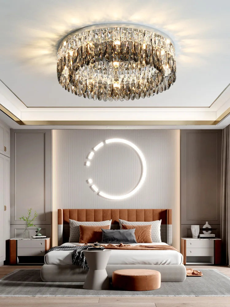 Crystal Chrome Ceiling Lamp - Simple Modern Nordic Living Room Dining Bedroom Lighting