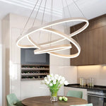 Black Led Rings Circle Pendant Chandelier for Living Dining Kitchen