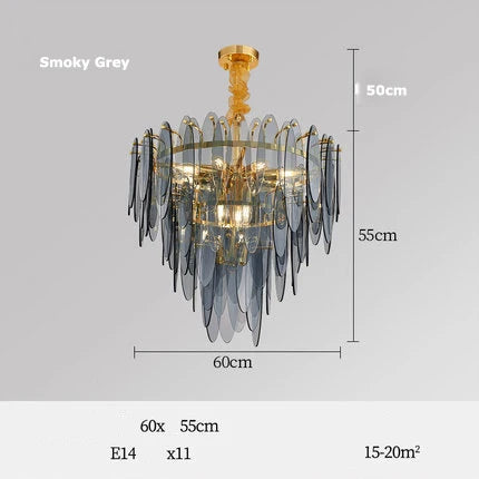 Art Deco Glass Iron LED Chandelier for Dinning Room
