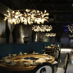 Heracleum Chandeliers: Modern Black/Rose Gold Round Firefly Lamp Branch Design