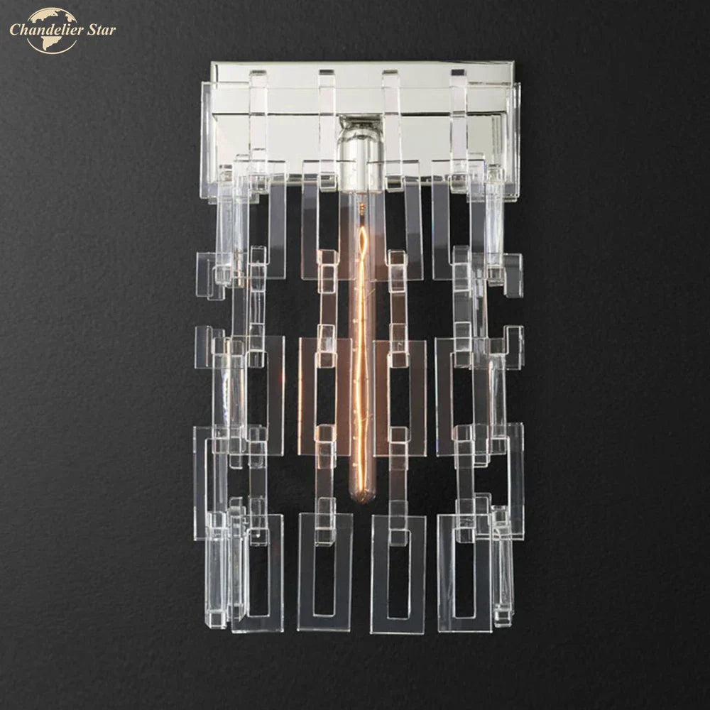 Crystal Wall Sconce Lamp: Modern Art Deco Square Design for Home Interior