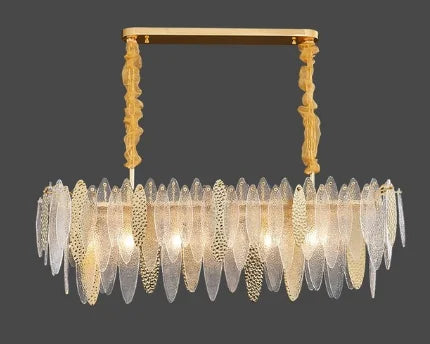 LED Glass Metal Leaf Chandelier: Luxury Postmodern Lighting for Home Decor, Bedroom, Living Room