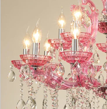 Modern Iron Crystal Glass Chandelier Blue Red Art Deco Lighting