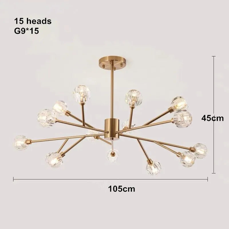 Crystal LED Chandelier: Modern Nordic Design Copper Ceiling Light Fixture