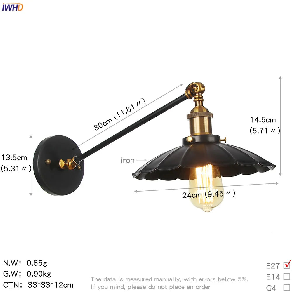 Vintage Industrial Wall Light Sconce LED Retro Bedroom Stair Loft Up Down Lamp