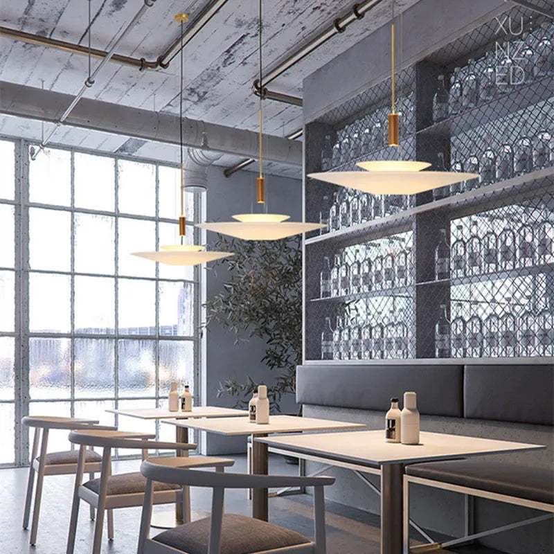 Nordic Flamingo Chandelier: White Light Minimalist Round Lamp for Living, Bed, Dining Room