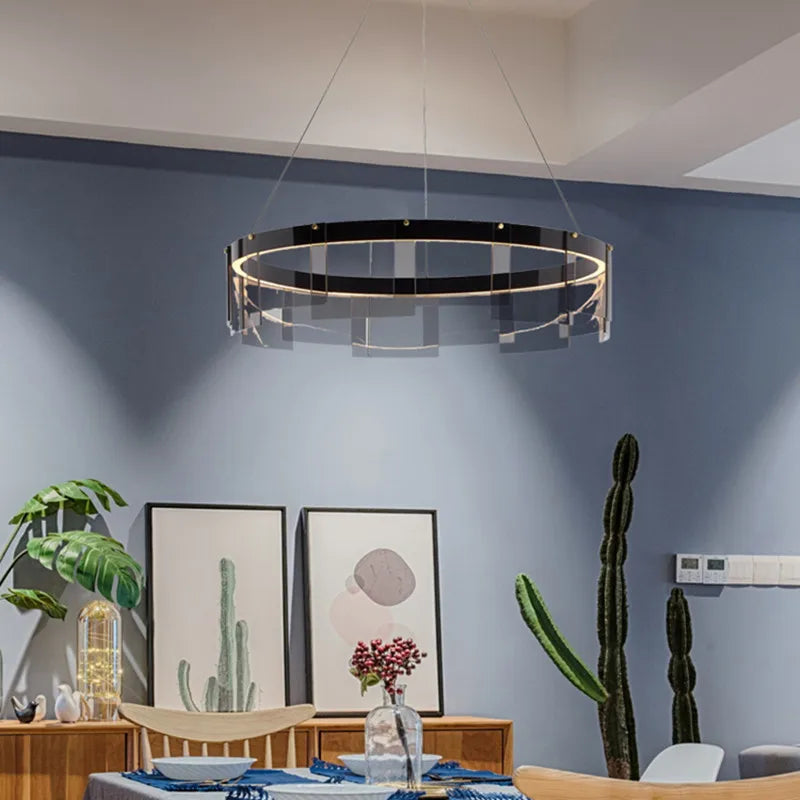 Stratos Glass LED Chandelier Rings for Dining Hall Bedroom Luxury Lighting