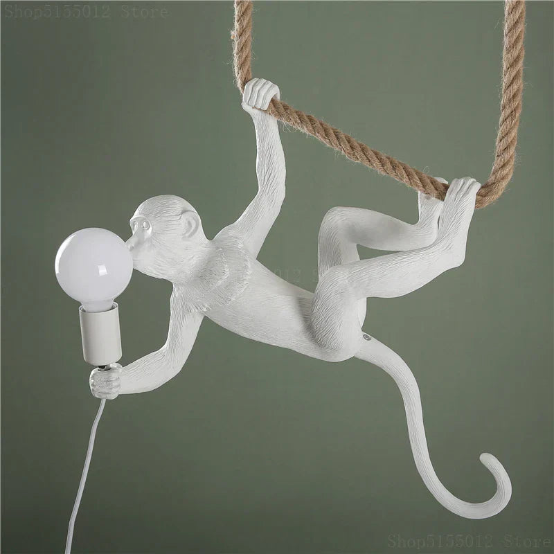 Monkey Resin Pendant Light for Artistic Living Room Decor