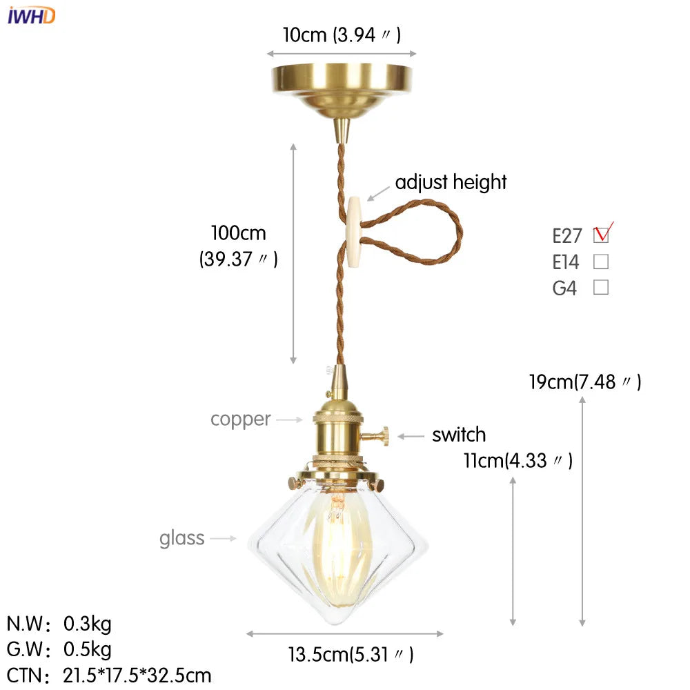 Afralia™ Nordic White Glass Copper Pendant Light with Switch for Home, Bar, and Cafe