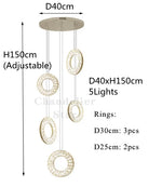 LED Crystal Chandelier Stainless Steel Pendant Light for Living Room