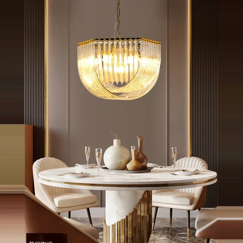 LED Glass Chandelier Hanging Lamps for Foyer - Modern Stainless Steel Design