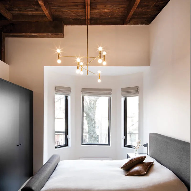 Modern Black Gold Chandelier Branch Design for Loft Bedroom Living Room Nord Fashion Atomium.